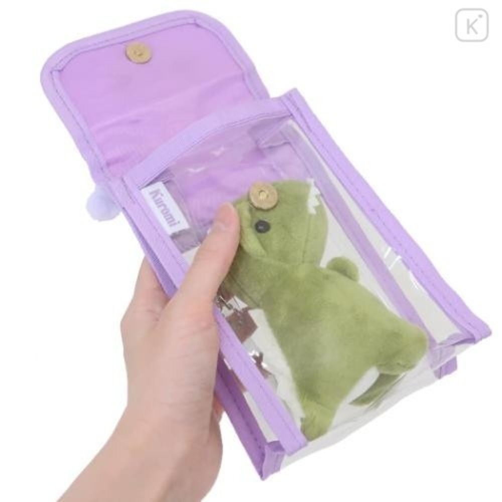 Japan Sanrio Kuromi Fuzz Face Phone & Card Shoulder Pouch Clear Crossbody Bag - Picture 7 of 10